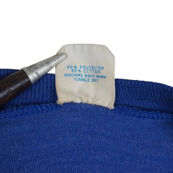 Vtg Sears Sportswear Football Jersey Youth M 10-12 Blue 70s 50/50 Retro Tee - Picture 6 of 10